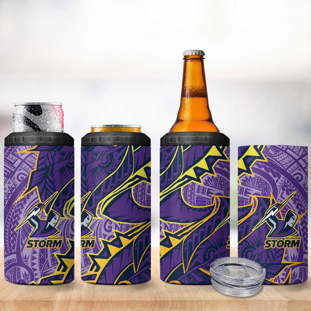 Melbourne Storm 4 in 1 Can Cooler Tumbler Polynesian Tribal Tattoo Pacific Sport Art