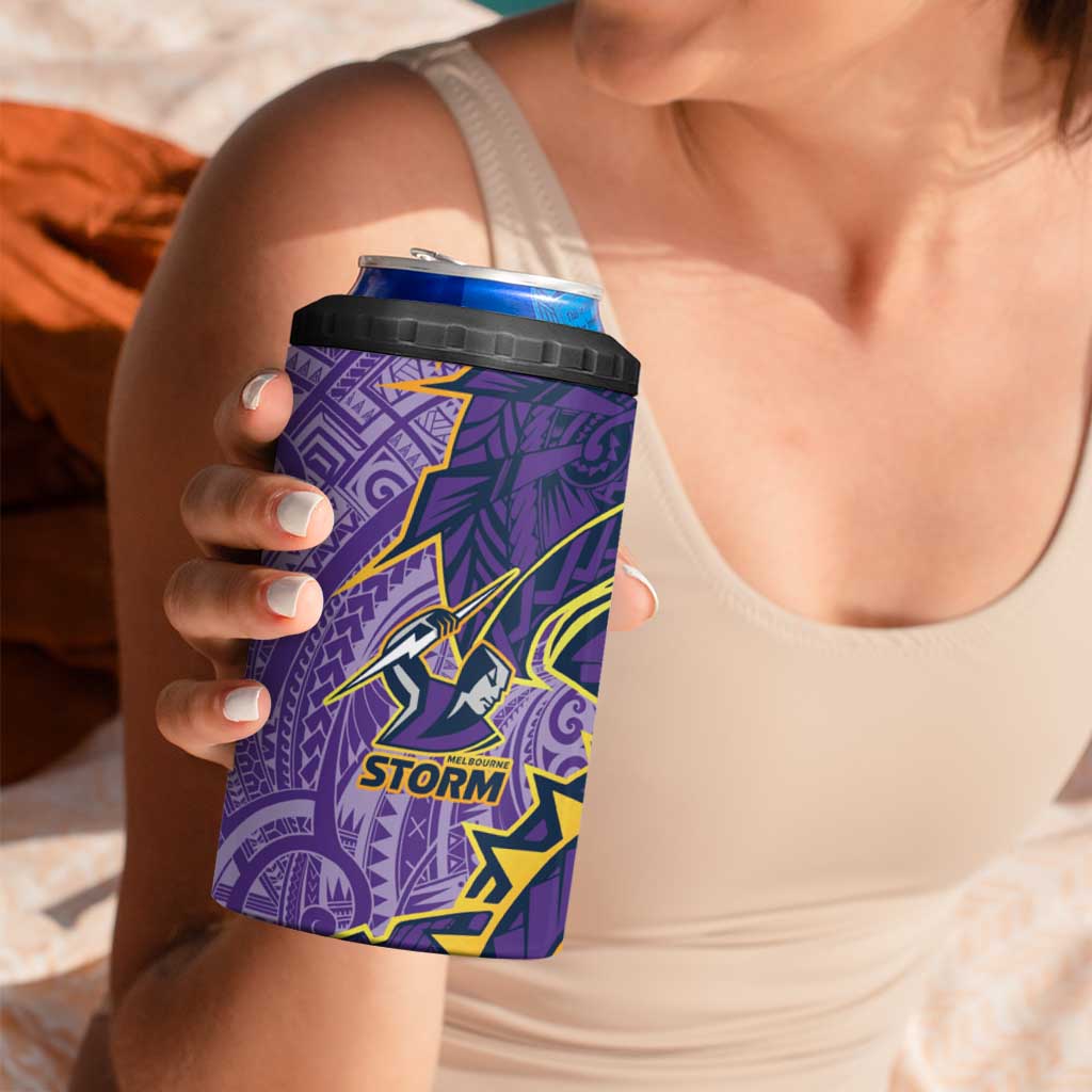 Melbourne Storm 4 in 1 Can Cooler Tumbler Polynesian Tribal Tattoo Pacific Sport Art