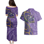 Melbourne Storm Couples Matching Puletasi and Hawaiian Shirt Polynesian Tribal Tattoo Pacific Sport Art