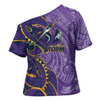 Melbourne Storm Cross Shoulder Shirt Polynesian Tribal Tattoo Pacific Sport Art