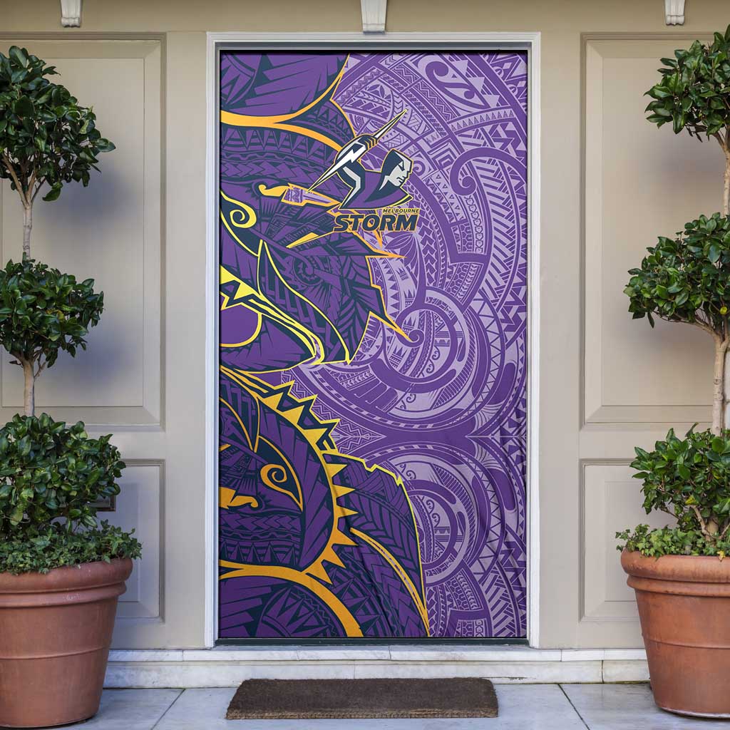 Melbourne Storm Door Cover Polynesian Tribal Tattoo Pacific Sport Art