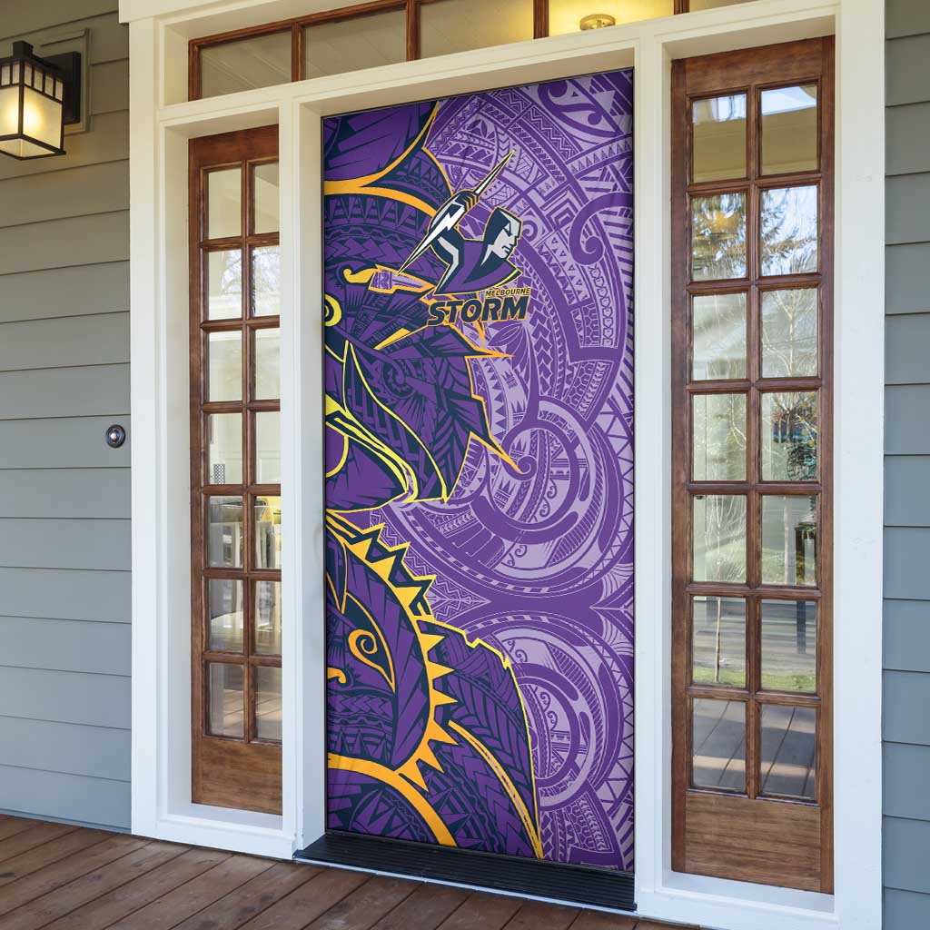 Melbourne Storm Door Cover Polynesian Tribal Tattoo Pacific Sport Art