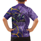 Melbourne Storm Family Matching Off Shoulder Maxi Dress and Hawaiian Shirt Polynesian Tribal Tattoo Pacific Sport Art