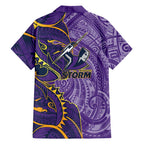 Melbourne Storm Family Matching Off Shoulder Maxi Dress and Hawaiian Shirt Polynesian Tribal Tattoo Pacific Sport Art
