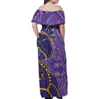 Melbourne Storm Family Matching Off Shoulder Maxi Dress and Hawaiian Shirt Polynesian Tribal Tattoo Pacific Sport Art