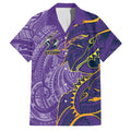 Melbourne Storm Family Matching Off Shoulder Short Dress and Hawaiian Shirt Polynesian Tribal Tattoo Pacific Sport Art