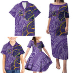 Melbourne Storm Family Matching Puletasi and Hawaiian Shirt Polynesian Tribal Tattoo Pacific Sport Art