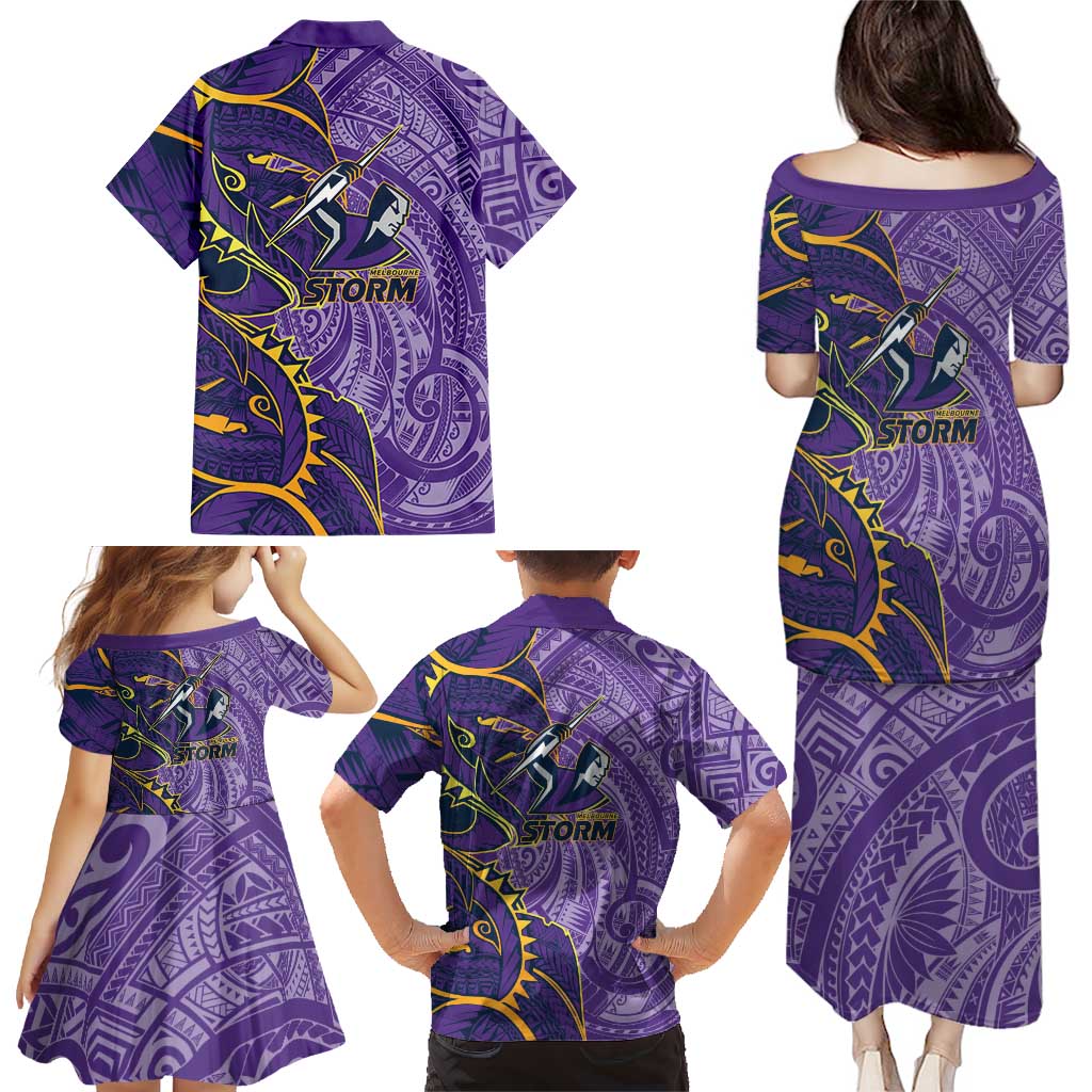 Melbourne Storm Family Matching Puletasi and Hawaiian Shirt Polynesian Tribal Tattoo Pacific Sport Art