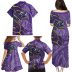 Melbourne Storm Family Matching Puletasi and Hawaiian Shirt Polynesian Tribal Tattoo Pacific Sport Art