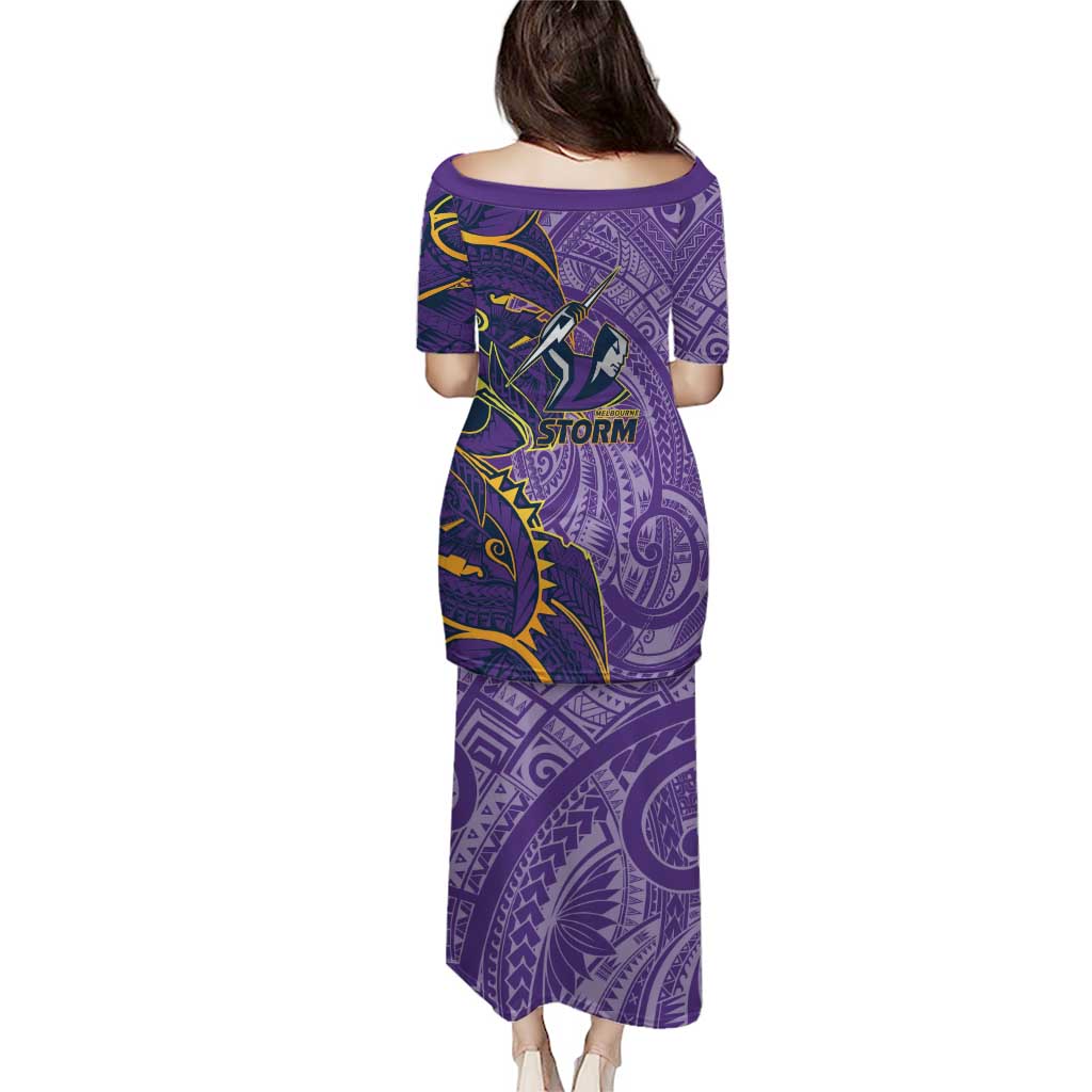 Melbourne Storm Family Matching Puletasi and Hawaiian Shirt Polynesian Tribal Tattoo Pacific Sport Art