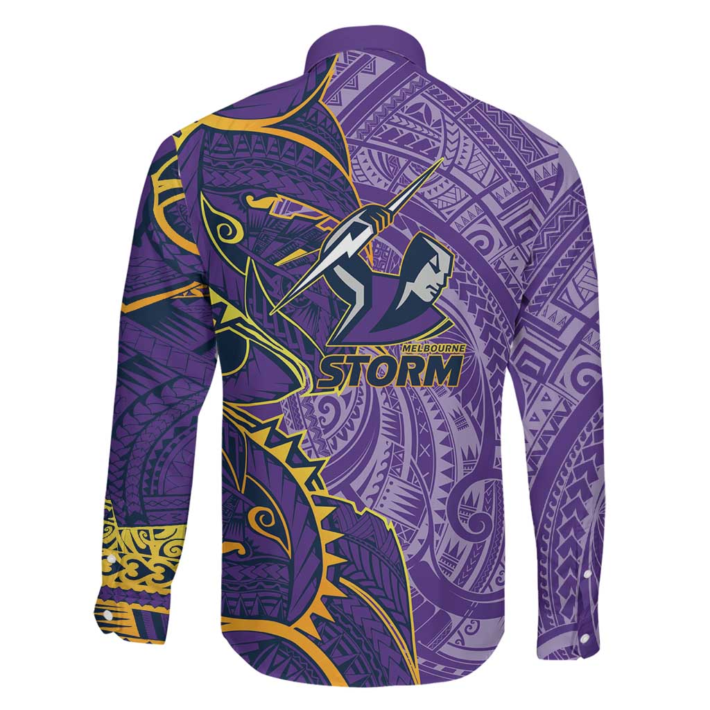 Melbourne Storm Family Matching Short Sleeve Bodycon Dress and Hawaiian Shirt Polynesian Tribal Tattoo Pacific Sport Art
