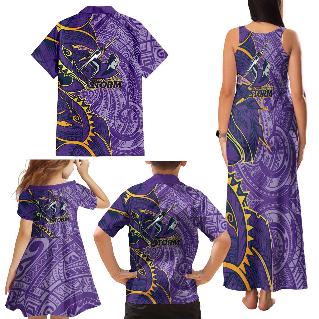 Melbourne Storm Family Matching Tank Maxi Dress and Hawaiian Shirt Polynesian Tribal Tattoo Pacific Sport Art