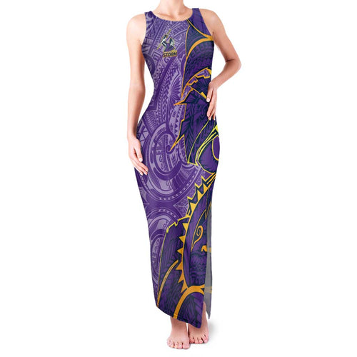 Melbourne Storm Family Matching Tank Maxi Dress and Hawaiian Shirt Polynesian Tribal Tattoo Pacific Sport Art