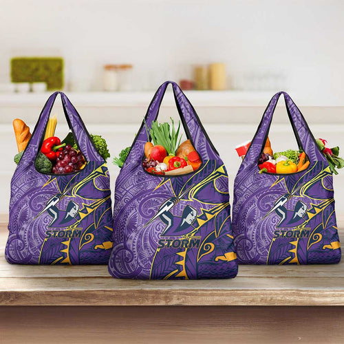 Melbourne Storm Grocery Bag Polynesian Tribal Tattoo Pacific Sport Art