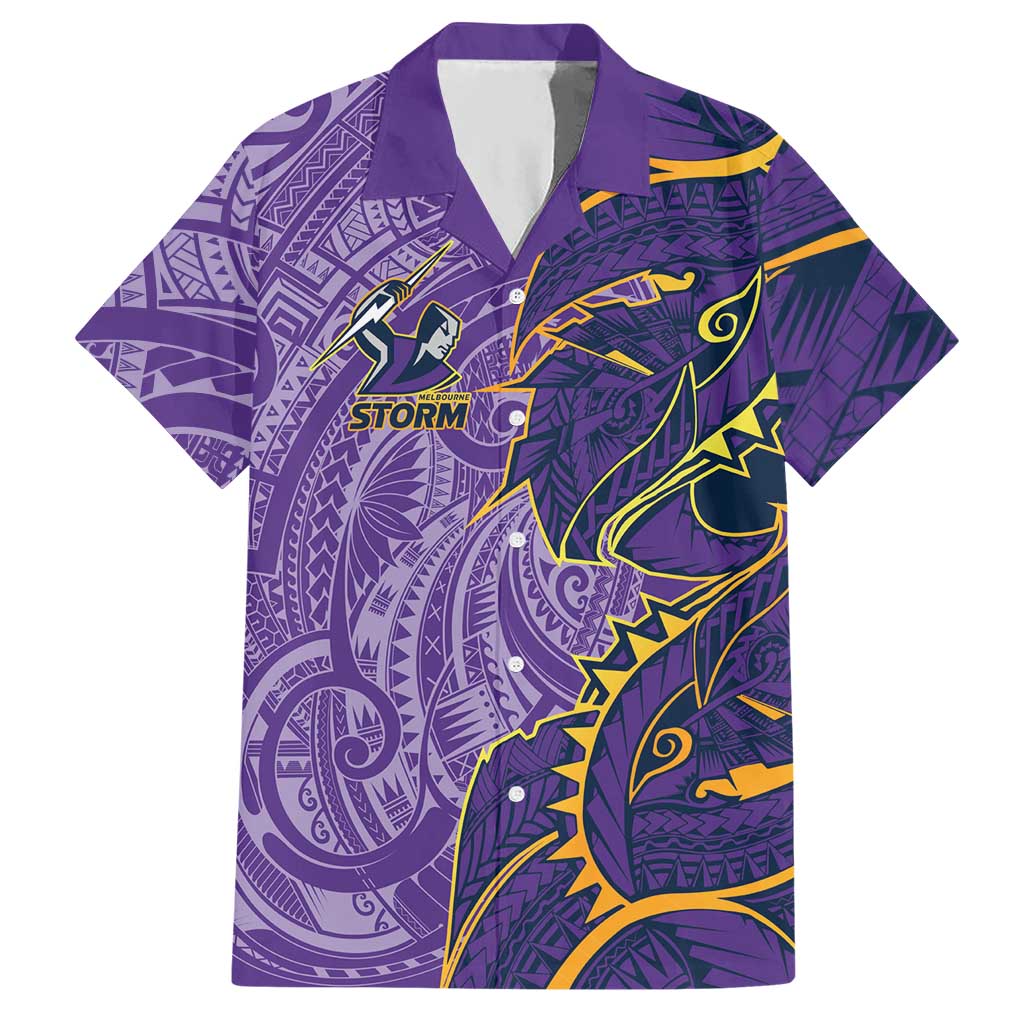 Melbourne Storm Hawaiian Shirt Polynesian Tribal Tattoo Pacific Sport Art