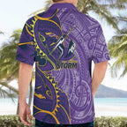 Melbourne Storm Hawaiian Shirt Polynesian Tribal Tattoo Pacific Sport Art