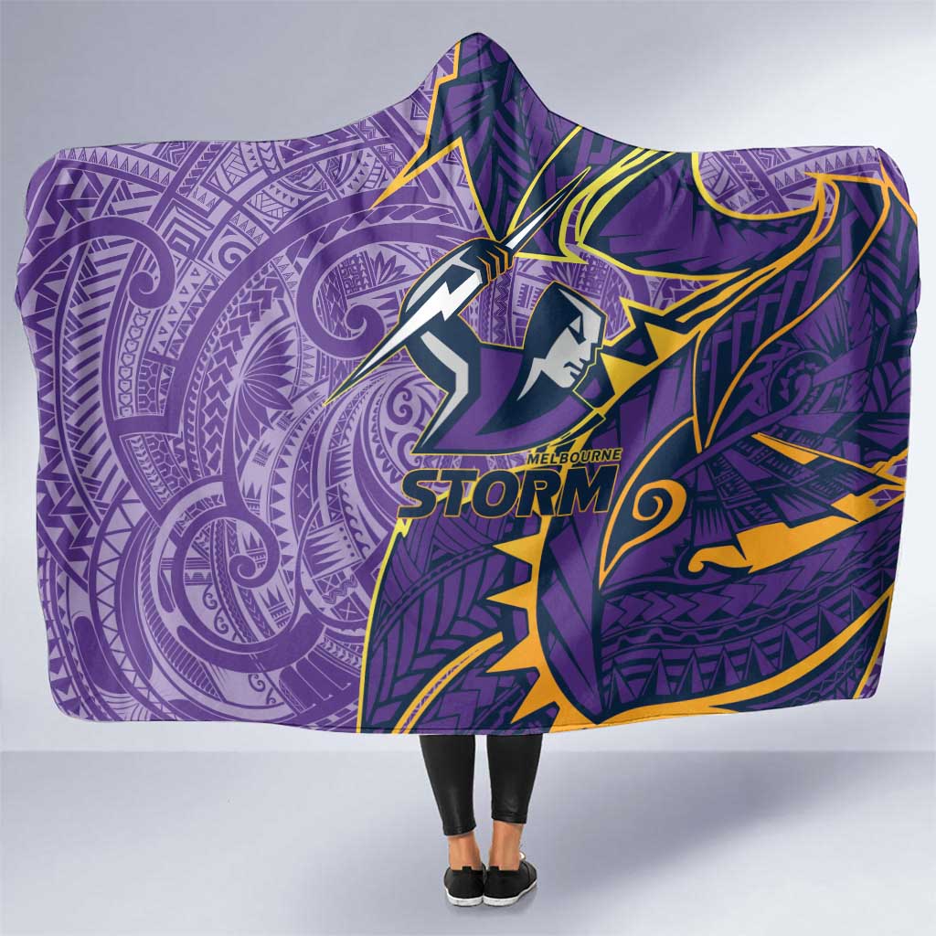 Melbourne Storm Hooded Blanket Polynesian Tribal Tattoo Pacific Sport Art