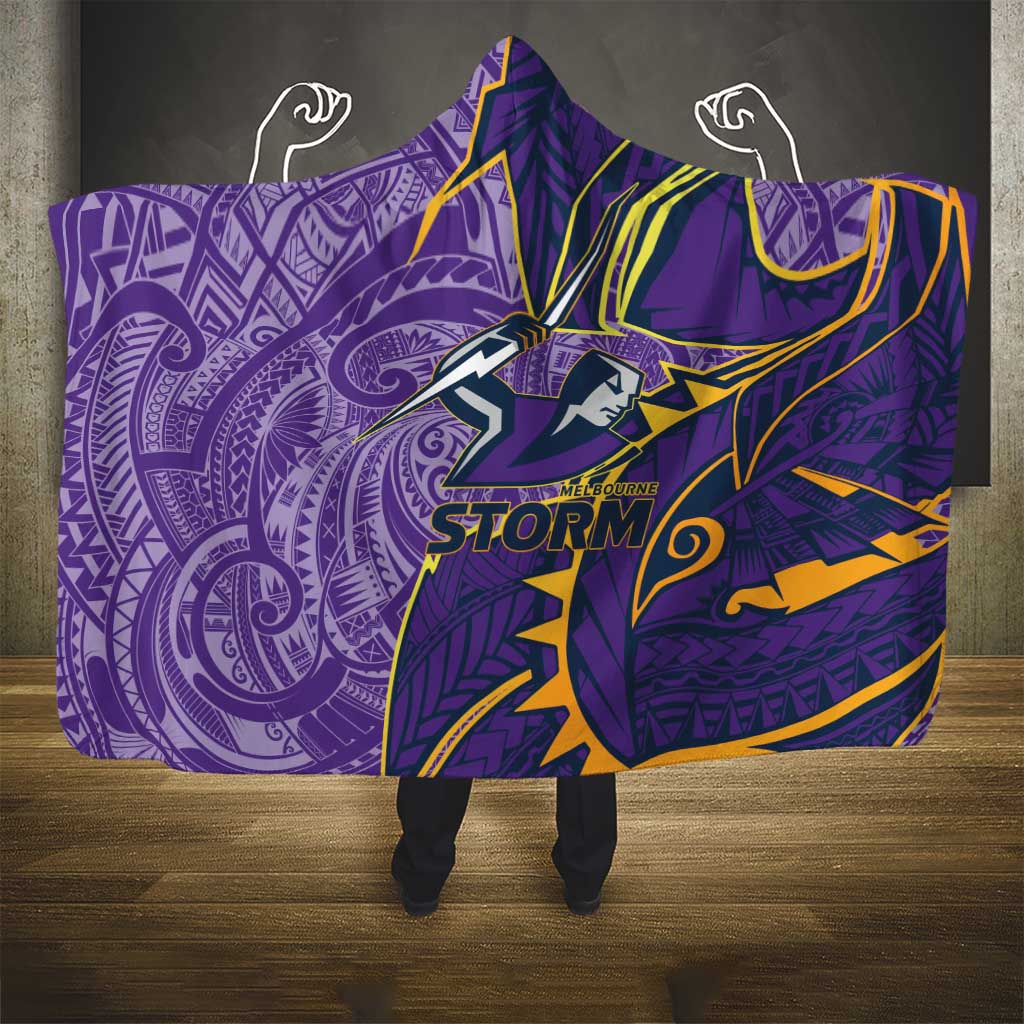 Melbourne Storm Hooded Blanket Polynesian Tribal Tattoo Pacific Sport Art