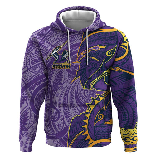 Melbourne Storm Hoodie Polynesian Tribal Tattoo Pacific Sport Art