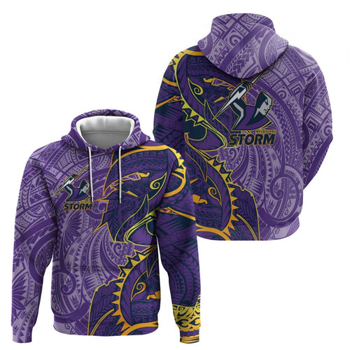 Melbourne Storm Hoodie Polynesian Tribal Tattoo Pacific Sport Art