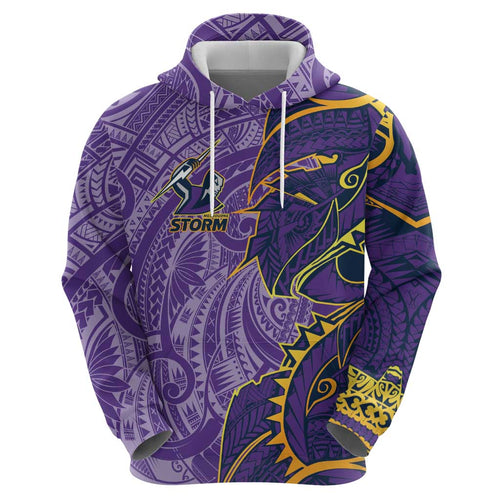 Melbourne Storm Hoodie Polynesian Tribal Tattoo Pacific Sport Art