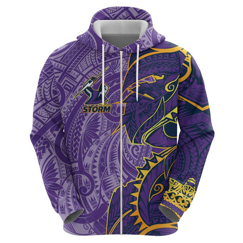 Melbourne Storm Hoodie Polynesian Tribal Tattoo Pacific Sport Art