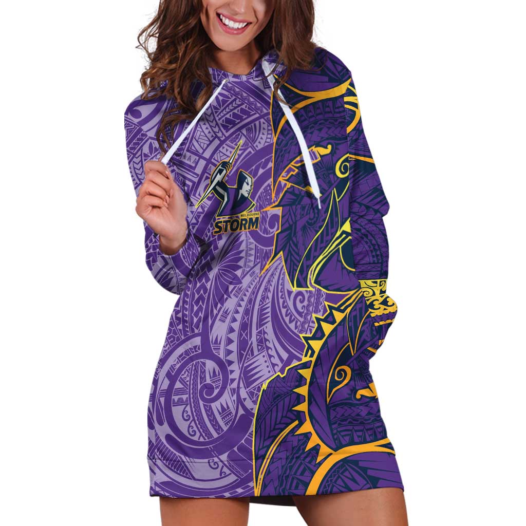 Melbourne Storm Hoodie Dress Polynesian Tribal Tattoo Pacific Sport Art
