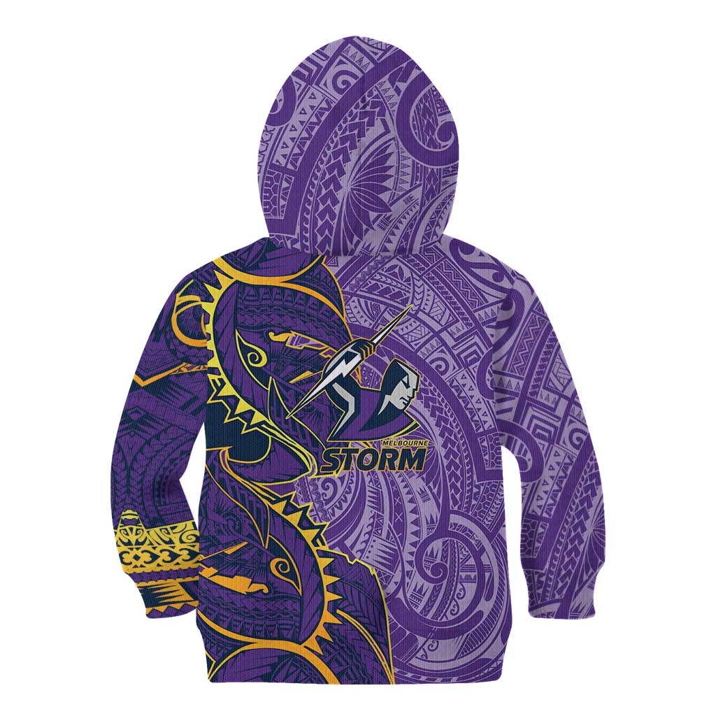 Melbourne Storm Kid Hoodie Polynesian Tribal Tattoo Pacific Sport Art