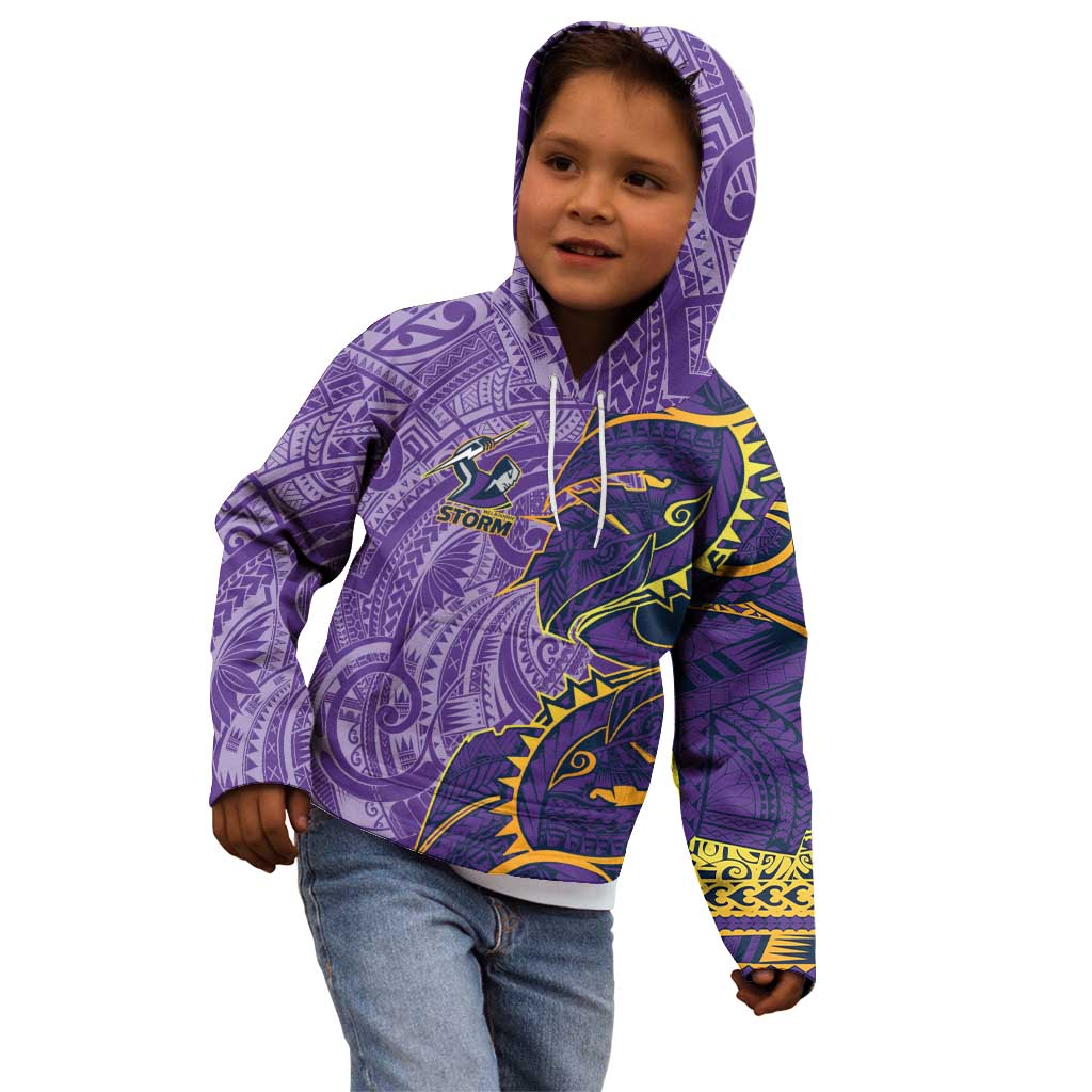 Melbourne Storm Kid Hoodie Polynesian Tribal Tattoo Pacific Sport Art