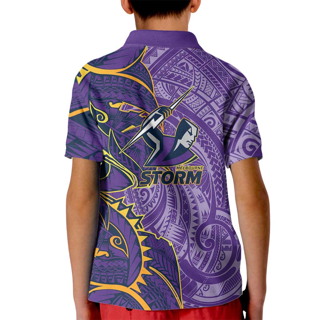 Melbourne Storm Kid Polo Shirt Polynesian Tribal Tattoo Pacific Sport Art
