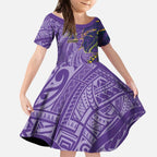 Melbourne Storm Kid Short Sleeve Dress Polynesian Tribal Tattoo Pacific Sport Art