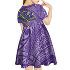 Melbourne Storm Kid Short Sleeve Dress Polynesian Tribal Tattoo Pacific Sport Art