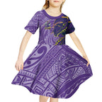 Melbourne Storm Kid Short Sleeve Dress Polynesian Tribal Tattoo Pacific Sport Art