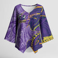 Melbourne Storm Kimono Sleeve Blouse Polynesian Tribal Tattoo Pacific Sport Art