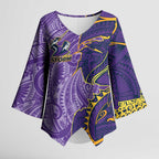 Melbourne Storm Kimono Sleeve Blouse Polynesian Tribal Tattoo Pacific Sport Art