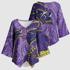 Melbourne Storm Kimono Sleeve Blouse Polynesian Tribal Tattoo Pacific Sport Art