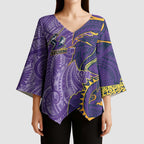 Melbourne Storm Kimono Sleeve Blouse Polynesian Tribal Tattoo Pacific Sport Art
