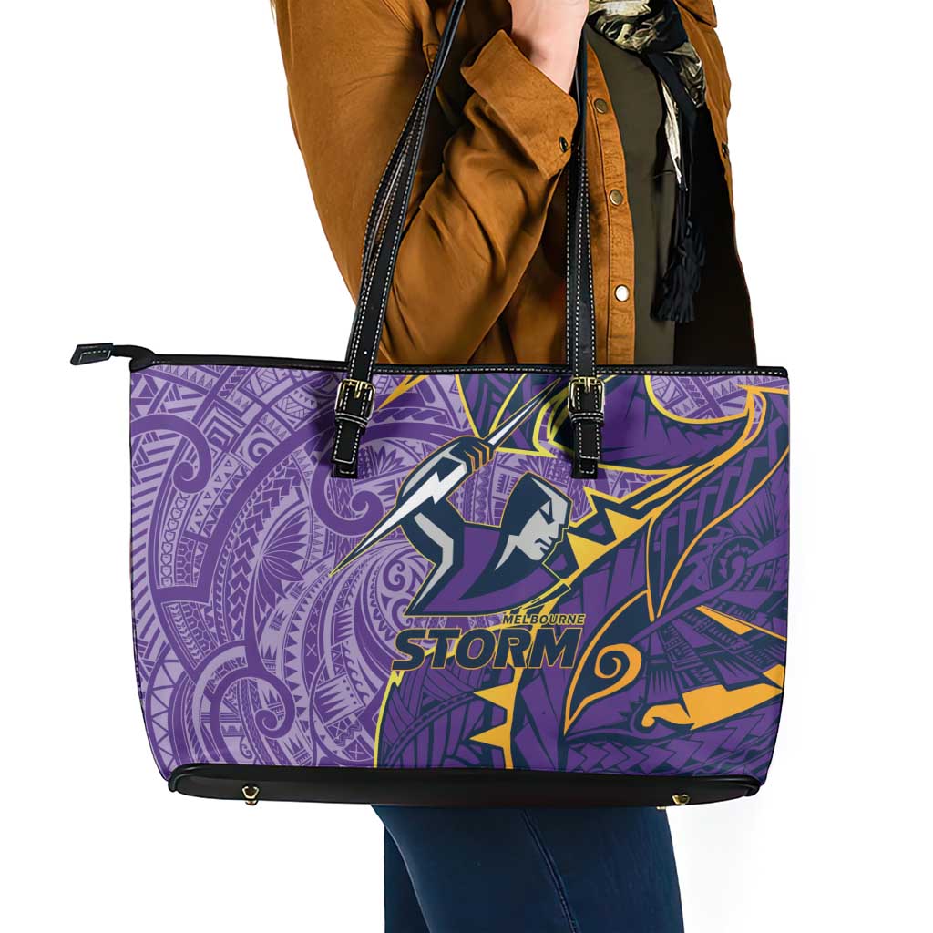 Melbourne Storm Leather Tote Bag Polynesian Tribal Tattoo Pacific Sport Art