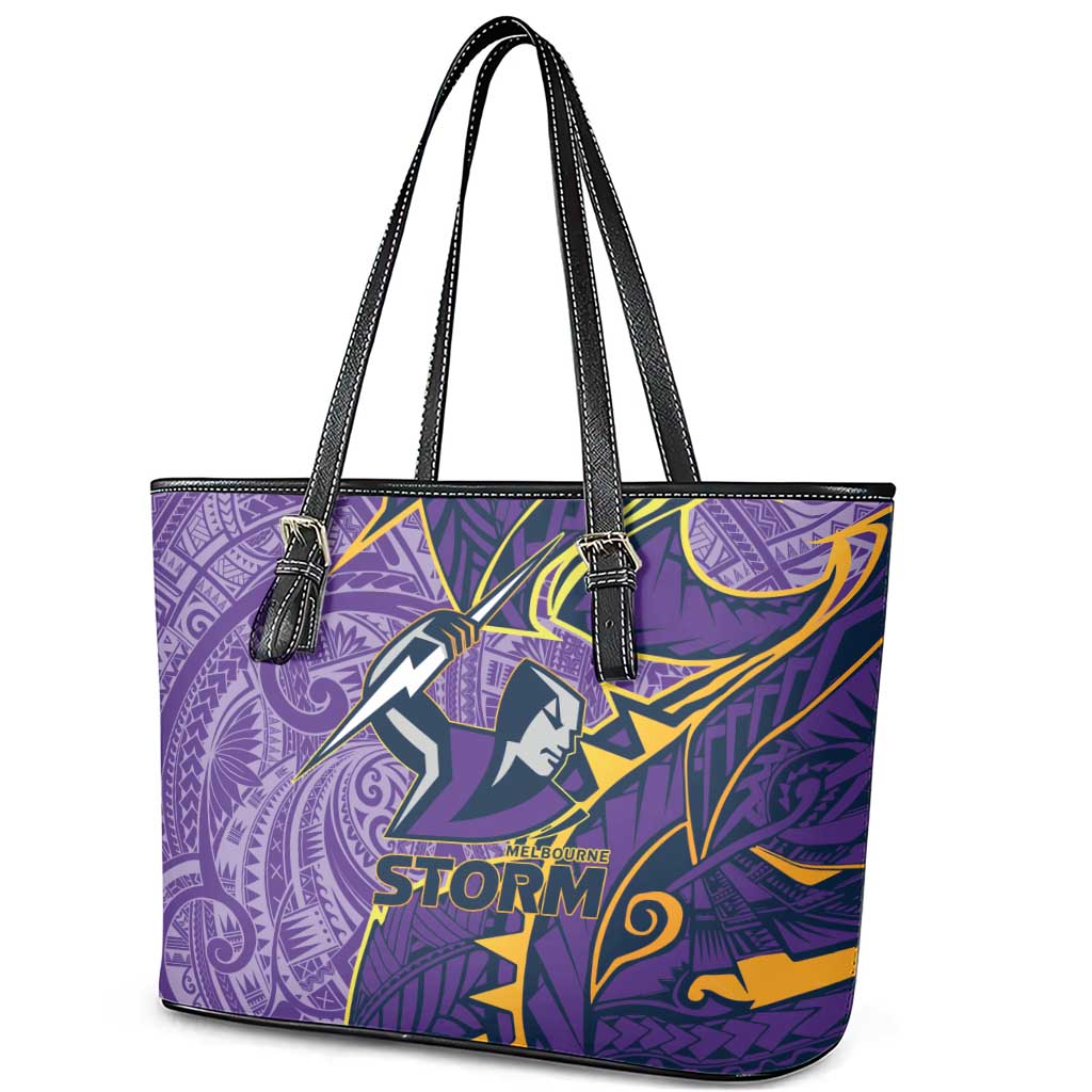 Melbourne Storm Leather Tote Bag Polynesian Tribal Tattoo Pacific Sport Art
