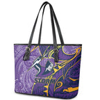 Melbourne Storm Leather Tote Bag Polynesian Tribal Tattoo Pacific Sport Art