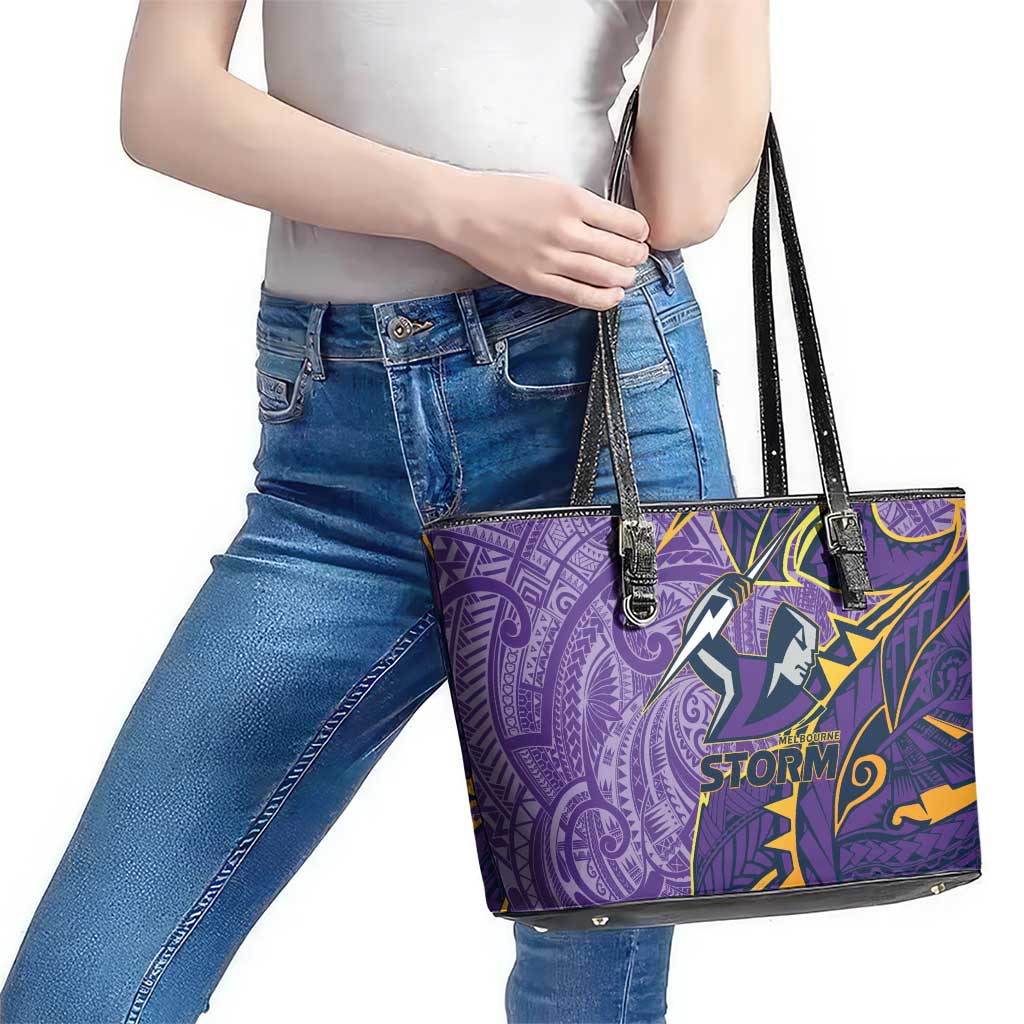 Melbourne Storm Leather Tote Bag Polynesian Tribal Tattoo Pacific Sport Art