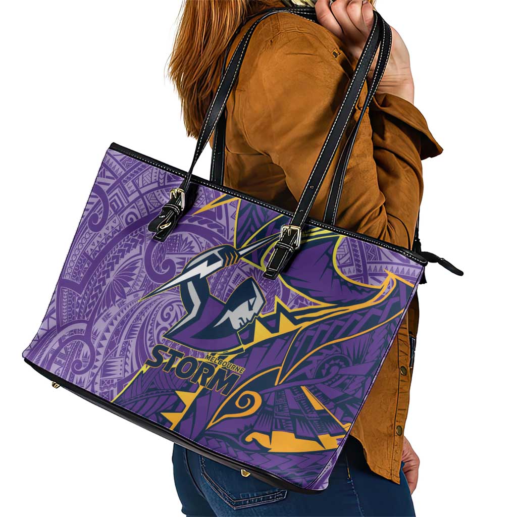 Melbourne Storm Leather Tote Bag Polynesian Tribal Tattoo Pacific Sport Art