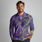 Melbourne Storm Long Sleeve Polo Shirt Polynesian Tribal Tattoo Pacific Sport Art