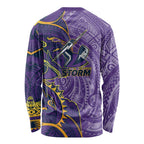 Melbourne Storm Long Sleeve Shirt Polynesian Tribal Tattoo Pacific Sport Art