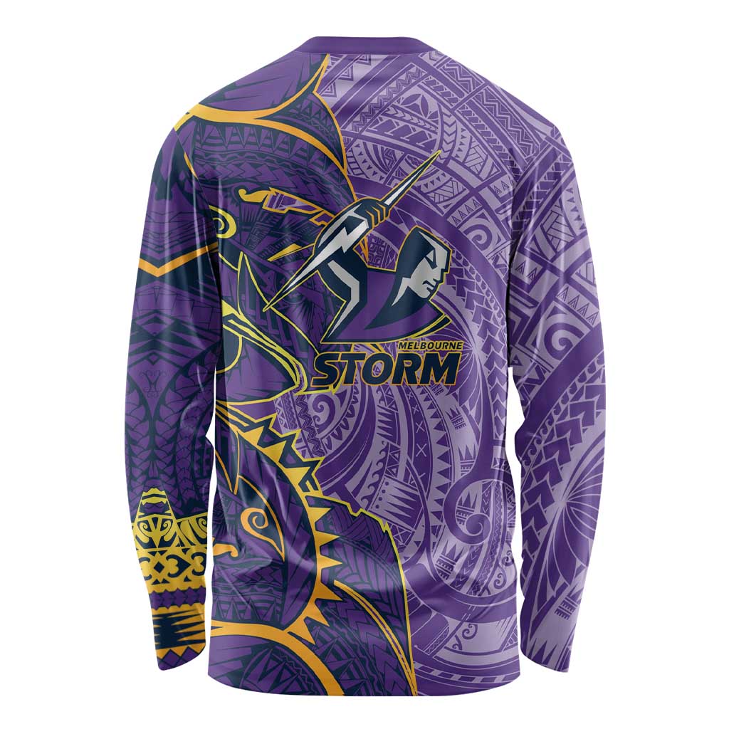 Melbourne Storm Long Sleeve Shirt Polynesian Tribal Tattoo Pacific Sport Art