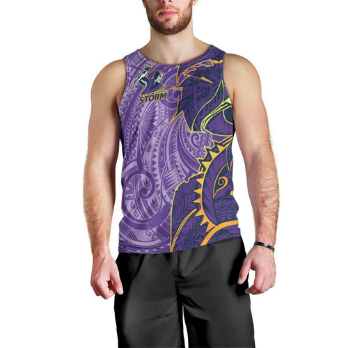Melbourne Storm Men Tank Top Polynesian Tribal Tattoo Pacific Sport Art