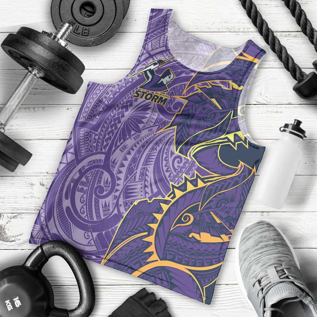 Melbourne Storm Men Tank Top Polynesian Tribal Tattoo Pacific Sport Art