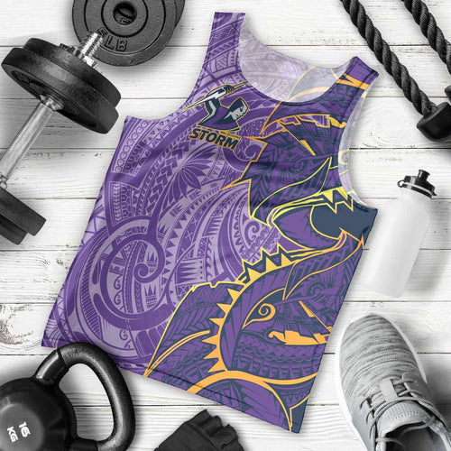 Melbourne Storm Men Tank Top Polynesian Tribal Tattoo Pacific Sport Art