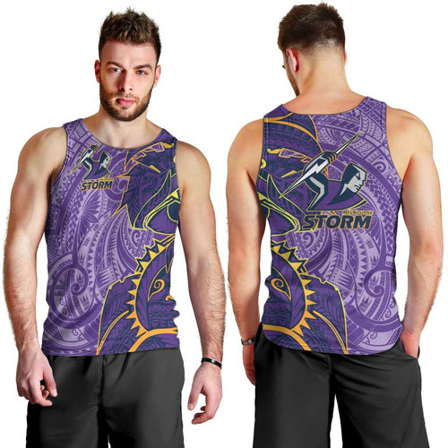 Melbourne Storm Men Tank Top Polynesian Tribal Tattoo Pacific Sport Art