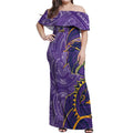 Melbourne Storm Off Shoulder Maxi Dress Polynesian Tribal Tattoo Pacific Sport Art